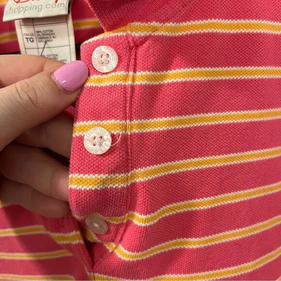 Vintage Disney Stripe Polo Size XL Pink and Gold - Picture 3 of 10